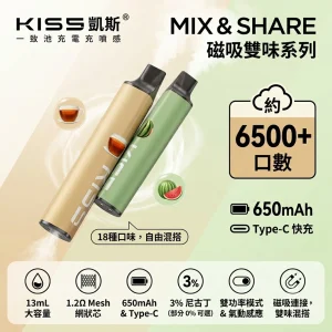 KIS5 凱斯 KIS5 磁吸雙味 6500口 糖果一次性｜13mL 磁吸混搭 雙功率切換 型別-C可充電