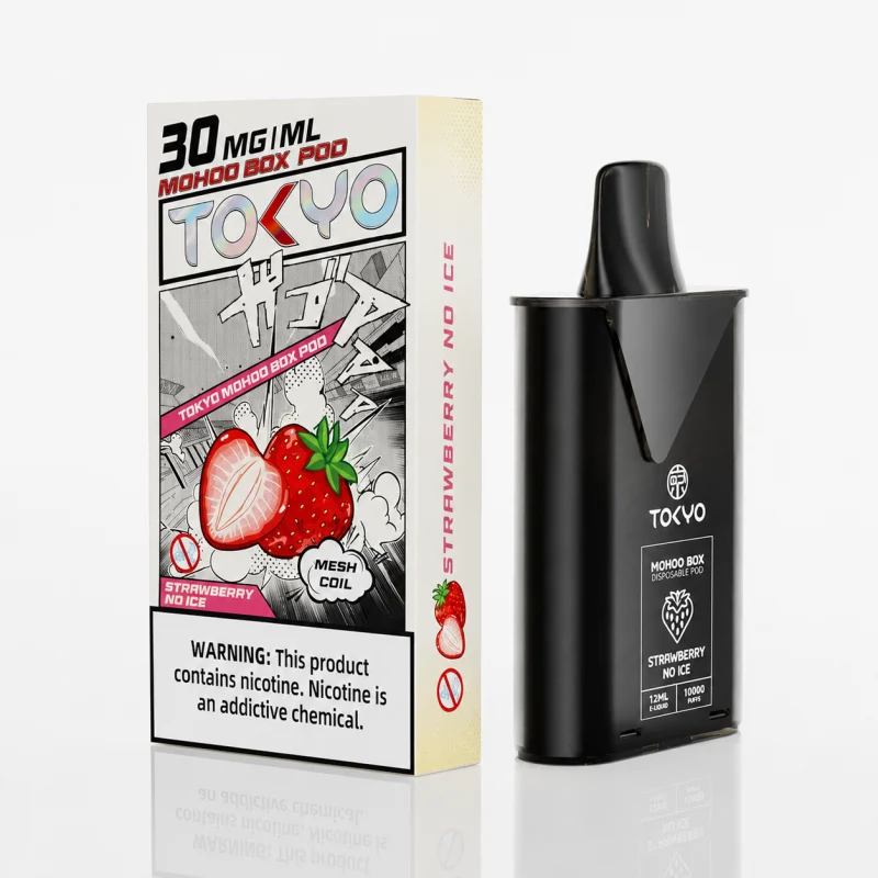 替換式煙彈｜TOKYO MOHOO BOX 東京魔盒｜10000口 12mL 1.0Ω鋼網棉芯 草莓（無涼）