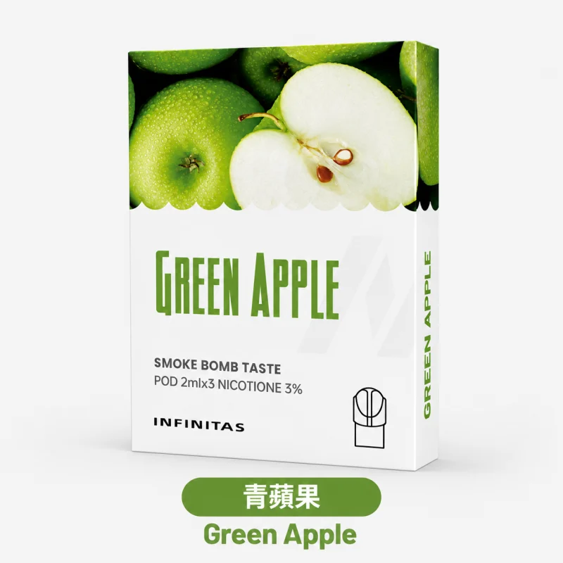 替換式煙彈｜INF 無限 一代通用透明煙彈｜2.0mL 陶瓷芯 三入裝 青蘋果