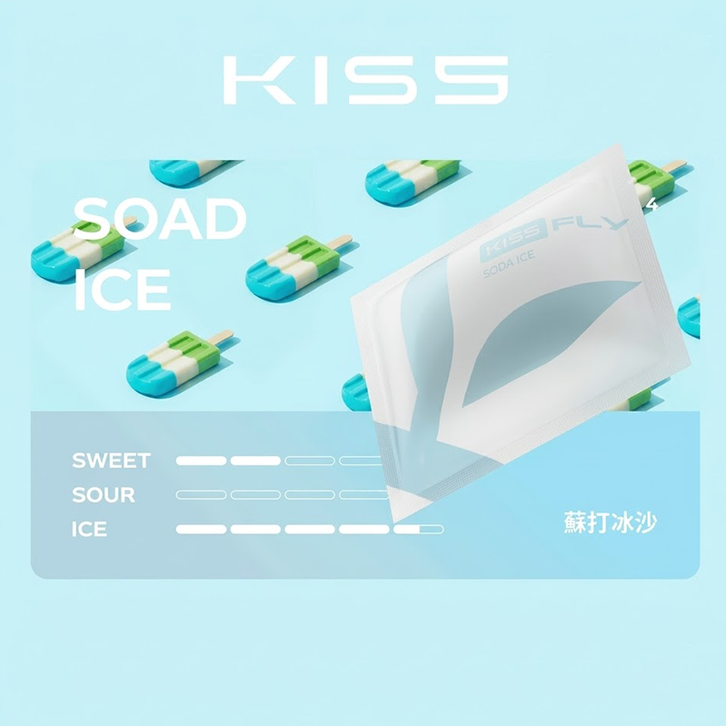 蘇打冰沙 替換式煙彈|KISS FLY 鎧斯 五代通用煙彈|2.0mL 陶瓷芯 黑色霧面吸口 三入裝 蘇打冰沙