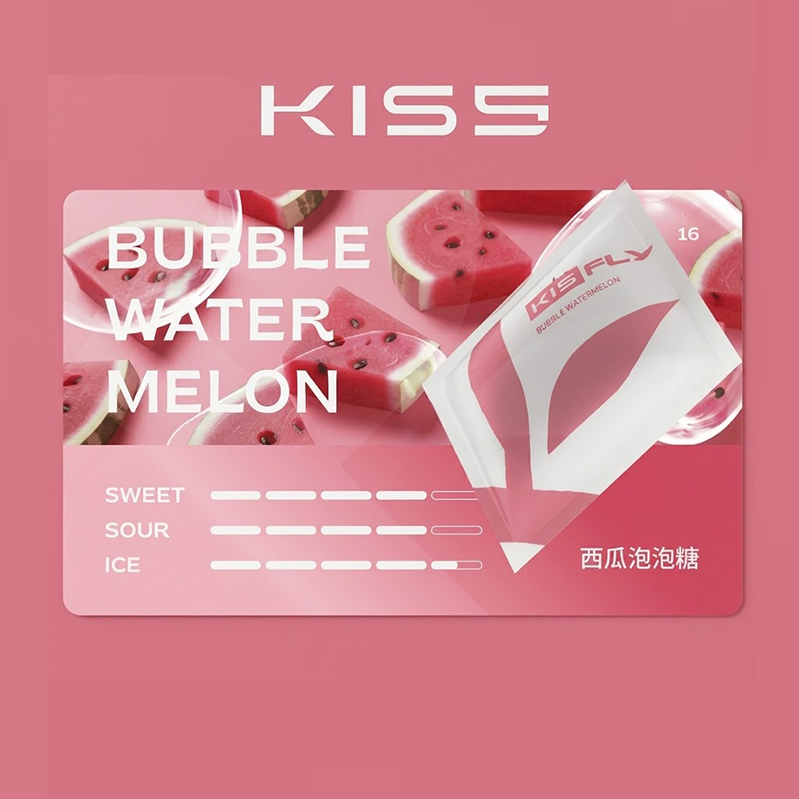 西瓜泡泡糖 替換式煙彈|KISS FLY 鎧斯 五代通用煙彈|2.0mL 陶瓷芯 黑色霧面吸口 三入裝 西瓜泡泡糖